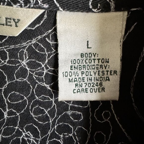 Vtg Laura Ashley Black White Swirl Embroidered Jacket L Whimsigoth Whimsical - Picture 4 of 8